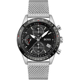 Hugo Boss Pilot Edition Black Dial Silver Mesh Bracelet Watch for Men - 1513886 Authentic Buy Shop Now
