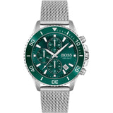 Hugo Boss Admiral Green Dial Silver Mesh Bracelet Watch for Men - 1513905 Authentic Buy Shop Now
