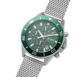 Hugo Boss Admiral Green Dial Silver Mesh Bracelet Watch for Men - 1513905 Authentic Buy Shop Now