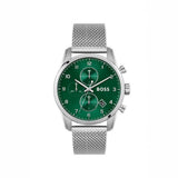 Hugo Boss Skymaster Green Dial Silver Mesh Bracelet Watch for Men - 1513938 Authentic Buy Shop Now