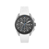 Hugo Boss Volane Grey Dial White SIlicone Strap Watch for Men - 1513948 Authentic Buy Shop Now