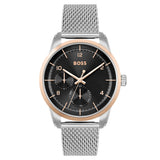 Hugo Boss Sophio Black Dial Silver Mesh Bracelet Watch for Men -1513961 Authentic Buy Shop Now