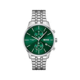Hugo Boss Associate Green Dial Silver Steel Strap Watch for Men - 1513975 Authentic Buy Shop Now