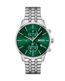 Hugo Boss Associate Green Dial Silver Steel Strap Watch for Men - 1513975 Authentic Buy Shop Now