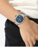 Hugo Boss One Chronograph Blue Dial Silver Steel Strap Watch For Men - 1513999 Authentic Buy Shop Now