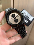 Hugo Boss Steer Chronograph Brown Dial Black Steel Strap Watch For Men - 1514043 Authentic Buy Shop Now