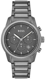 Hugo Boss Trace Chronograph Grey Dial Grey Steel Strap Watch For Men - 1514005 Authentic Buy Shop Now