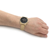 Hugo Boss Trace Chronograph Black Dial Gold Steel Strap Watch For Men - 1514006 Authentic Buy Shop Now