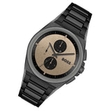 Hugo Boss Steer Chronograph Brown Dial Black Steel Strap Watch For Men - 1514043 Authentic Buy Shop Now