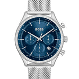 Hugo Boss Gregor Chronograph Blue Dial Silver Mesh Bracelet Watch For Men - 1514052 Authentic Buy Shop Now