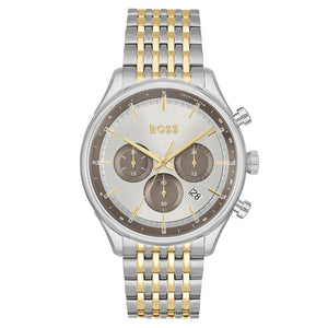 Hugo Boss Gregor Chronograph Silver Dial Two Tone Steel Strap Watch For Men - 1514053 Authentic Buy Shop Now
