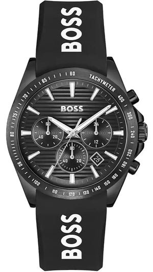 Hugo Boss Strike Chronograph Black Dial Black Rubber Strap Watch for Men - 1514289 Authentic Buy Shop Now