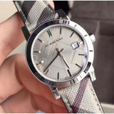 Burberry The City Grey Dial Checked Grey Leather Strap Watch for Women - BU9118 Authentic Buy Shop Now
