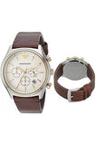 Emporio Armani Chronograph White Dial Brown Leather Strap Watch For Men - AR11033 Authentic Buy Shop Now