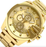 Diesel Mega Chief Chronograph Gold Dial Gold Steel Strap Watch For Men - DZ4360 Authentic Buy Shop Now