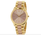 Michael Kors Slim Runway Pink Dial Two Tone Steel Strap Watch for Women - MK3493 Authentic Buy Shop Now