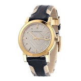 Burberry The City Gold Dial Black Leather Strap Watch for Men - BU9032 Authentic Buy Shop Now