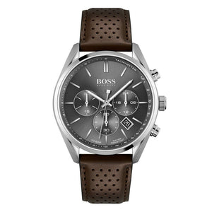 Hugo Boss Champion Grey Dial Brown Leather Strap Watch for Men - 1513815 Authentic Buy Shop Now