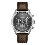 Hugo Boss Champion Grey Dial Brown Leather Strap Watch for Men - 1513815 Authentic Buy Shop Now