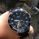 Fossil Crewmaster Sports Automatic Black Dial Black Leather Strap Watch for Men - ME3148 Authentic Buy Shop Now