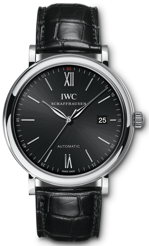 IWC Portofino Automatic Black Dial Black Leather Strap Watch for Men - IW356502 Authentic Buy Shop Now