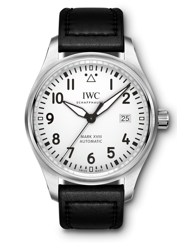IWC Pilot's Watch Mark XVIII White Dial Black Leather Strap Watch for Men - IW327002 Authentic Buy Shop Now