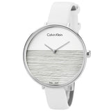 Calvin Klein Rise White Grey Dial White Leather Strap Watch for Women - K7A231L6 Authentic Buy Shop Now