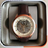 Fossil Townsman Automatic Skeleton White Dial Brown Leather Strap Watch for Men - ME3078 Authentic Buy Shop Now