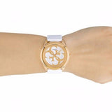 Guess G Twist White & Gold Dial White Silicone Strap Watch For Women - W0911L5 Authentic Buy Shop Now