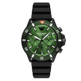 Emporio Armani Diver Chronograph Quartz Green Dial Black Silicon Strap Watch For Men - AR11463 Authentic Buy Shop Now