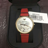 Emporio Armani Kappa Classic Quartz Silver Dial Red Leather Strap Watch For Women - AR11114 Authentic Buy Shop Now