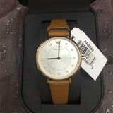 Emporio Armani Classic Analog Silver Dial Brown Leather Strap Watch For Women - AR8040 Authentic Buy Shop Now