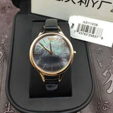 Emporio Armani Aurora Mother Of Pearl Black Dial Black Leather Strap Watch For Women - AR11056 Authentic Buy Shop Now