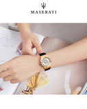 Maserati Potenza Diamonds Silver Dial Black Leather Strap Watch For Women - R8851108505 Authentic Buy Shop Now