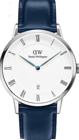 Daniel Wellington Dapper Somerset White Dial Blue Leather Strap Watch For Men - DW00100192 Authentic Buy Shop Now