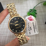 Coach Delancey Black Dial Gold Steel Strap Watch for Women - 14502813 Authentic Buy Shop Now