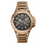 Guess Rigor Multi Function Black Dial Rose Gold Steel Strap Watch For Men - W0218G3 Authentic Buy Shop Now