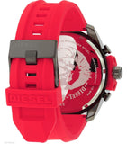 Diesel Mega Chief Chronograph Black Dial Red Silicone Strap Watch For Men - DZ4427 Authentic Buy Shop Now
