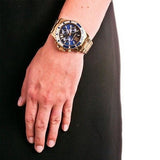 Michael Kors Everest Chronograph Blue Dial Gold Steel Strap Watch for Women - MK5754 Authentic Buy Shop Now