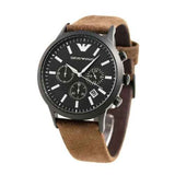 Emporio Armani Chronograph Black Dial Brown Leather Strap Watch For Men - AR11078 Authentic Buy Shop Now