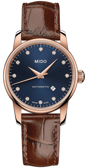 Mido Baroncelli Automatic Midnight Blue Dial Brown Leather Strap Watch For Women - M7600.3.65.8 Authentic Buy Shop Now