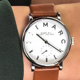 Marc Jacobs Baker White Dial Brown Leather Strap Watch for Women - MBM1265 Authentic Buy Shop Now