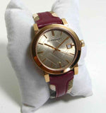 Burberry Heritage Nova Gold Dial Haymarket Red Leather Strap Watch for Women - BU9111 Authentic Buy Shop Now