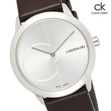 Calvin Klein Minimal Silver Dial Brown Leather Strap Watch for Men - K3M221G6 Authentic Buy Shop Now