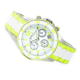 Marc Jacobs Rock Chronograph White Dial White & Green Silicone Strap Watch for Women - MBM2592 Authentic Buy Shop Now