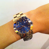 Marc Jacobs Amy Blue Dial Gold Steel Strap Watch for Women - MBM3166 Authentic Buy Shop Now
