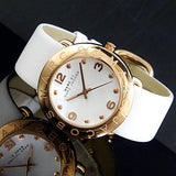 Marc Jacobs Amy White Dial White Leather Strap Watch for Women - MBM1180 Authentic Buy Shop Now