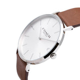 Coach Charles Silver Dial Brown Leather Strap Watch for Men - 14602152 Authentic Buy Shop Now