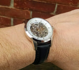 Fossil Townsman Automatic Skeleton White Dial Black Leather Strap Watch for Men - ME3085 Authentic Buy Shop Now