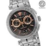 Versace Aion Chronograph Black Dial Silver Steel Strap Watch For Men - VE1D01019 Authentic Buy Shop Now
